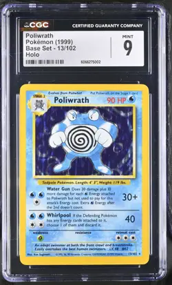 CGC 9 MINT Poliwrath 1999 Base Set 13/102 Holo Pokemon Card - Image 1