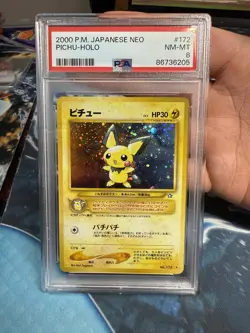 Pokemon Neo Genesis 172 PSA 8 Pichu Holo Card Japanese Edition - Image 2