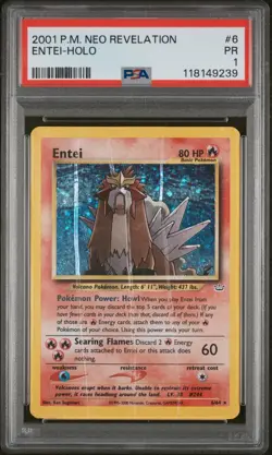 PSA 1 Entei 6/64 Neo Revelation 2001 Holo Rare WOTC Pokemon Card TCG - Image 1