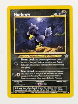 Murkrow - 24/111 - Rare Unlimited Neo Genesis - Pokemon Card - NM - Image 1