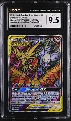 ✨✨ CGC 9.5 Moltres & Zapdos & Articuno GX Black Star Promo SM210 Pokemon Card - Image 1