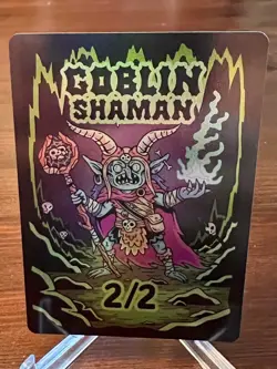 Wizard Of The Barge Magic The Gathering Goblin Shaman 2/2 Foil Token Kickstarter - Image 1