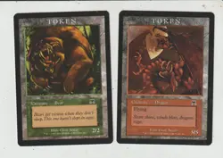 Lot x2 cartes Bear Token 2/2 + Dragon 5/5 Player Rewards Promos MAGIC MTG EX-NM - Image 1