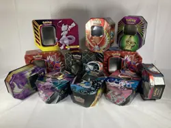 11 Empty Pokemon Tins Lot (Mewtwo Tag Team And More) - Image 1