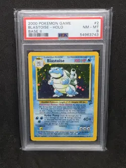 2000 Pokemon Blastoise Base Set 2 Holo PSA 8 2/130 - Image 1