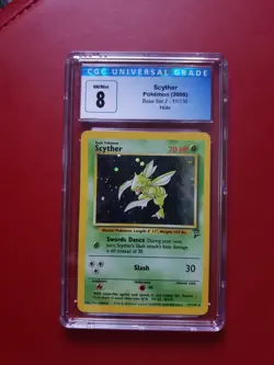 Pokemon TCG Scyther 017/130 Base Set 2 Holo CGC 8 - Image 1