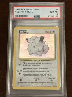 1999 POKEMON BASE SET UNLIMITED #5 CLEFAIRY-HOLO PSA 8 - Image 1