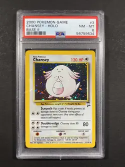2000 Pokemon Game Base II Chansey Holo #3 PSA 8 NM - MT - Image 1