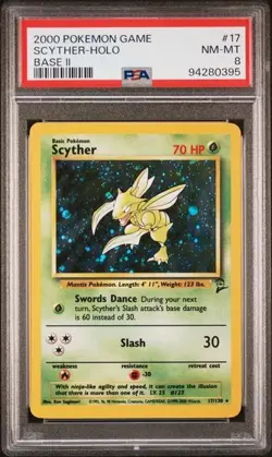 2000 POKEMON GAME BASE II #17 SCYTHER PSA 8 NEAR MINT-MINT - Image 1