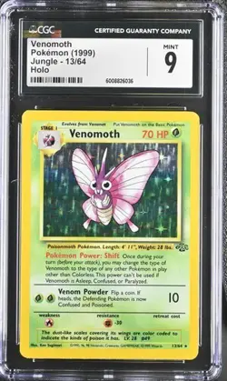 1999 POKEMON JUNGLE VENOMOTH #13 HOLO UNLIMITED CGC 9 MINT - Image 1