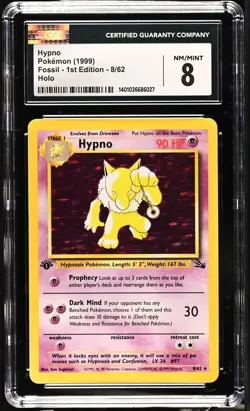 1999 POKEMON FOSSIL HYPNO #8 HOLO-RARE 1ST EDITION CGC 8 NEAR MINT/MINT+ - Image 1