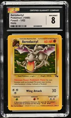 1999 POKEMON FOSSIL AERODACTYL #1 HOLO-RARE CGC 8 NEAR MINT/MINT - Image 1