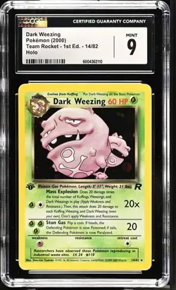 2000 POKEMON TEAM ROCKET DARK WEEZING #14 1ST EDITION HOLO CGC 9 MINT - Image 1