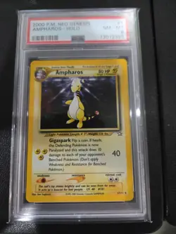 Pokemon TCG Neo Genesis Set Ampharos Holo Rare #1/111 PSA 8 NM-MT - Image 1