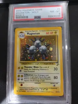 2000 Pokemon Base Set 2 9/130 Magneton Holo PSA NM-MT 8 - Image 1