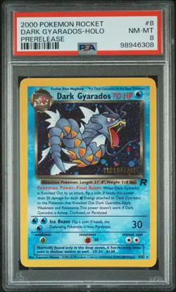 Dark Gyarados - PSA 8 Holo Prerelease Promo - 8/82 Team Rocket Pokemon 308 SWIRL - Image 1