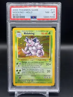PSA 8 Nidoking Holo Rare 11/130 Base Set 2 2000 Pokemon WOTC English NM SWIRL - Image 1