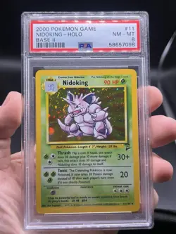 PSA 8 Nidoking Holo Rare 11/130 Base Set 2 2000 Pokemon WOTC English NM SWIRL - Image 3
