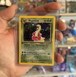 1st Edition Meganium 10/111 Neo Genesis 2000 Holo WOTC Pokemon Card SWIRL 🌀 - Image 1