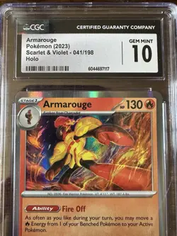Pokemon TCG Armarouge Scarlet & Violet Base Set Holo Card 041/198 Rare CGC 10 - Image 2