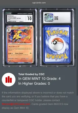 Pokemon TCG Armarouge Scarlet & Violet Base Set Holo Card 041/198 Rare CGC 10 - Image 5