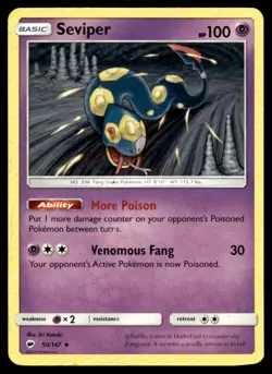 Seviper SM - Burning Shadows 50/147 MP Pokemon TCG | Buy 10 Get 10 Free - Image 1
