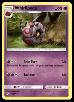 Whirlipede SM - Burning Shadows 57/147 MP Pokemon TCG | Buy 10 Get 10 Free - Image 1