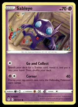 Sableye SWSH07: Evolving Skies 067/203 MP Pokemon TCG | Buy 10 Get 10 Free - Image 1