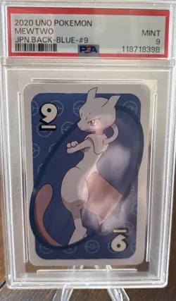 PSA 9 Pokemon 2019 Playing Card UNO 9 Mewtwo Blue MINT Japanese Edition 🔥 - Image 1