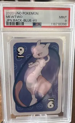 PSA 9 Pokemon 2019 Playing Card UNO 9 Mewtwo Blue MINT Japanese Edition 🔥 - Image 2