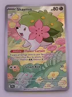 Pokemon TCG Shaymin Holo Card Illustration Rare, 185/182, Destined Rivals Series - Image 1