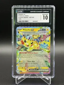 Pikachu Ex # 057/191 Surging Sparks CGC 10 Gem Mint Graded Pokemon Card - Image 1