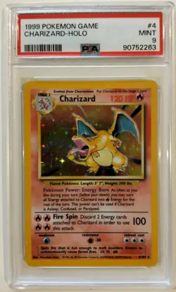 CHARIZARD HOLO PSA 9 POKEMON BASE SET 1999 UNLIMITED #4 PSA #90752263 - Image 1