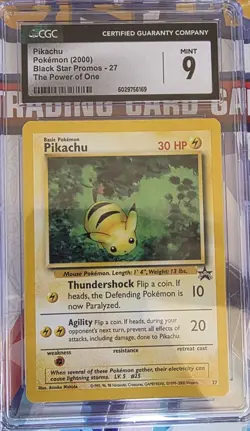 Pokemon 2000 the Power of One Pikachu #27 CGC 9 Mint Black Star Promo TCG - Image 1
