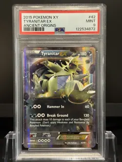 2015 POKEMON XY ANCIENT ORIGINS #42 TYRANITAR EX PSA 9 - Image 1