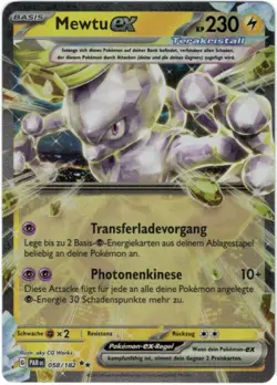 Pokemon Mewtu ex Double Rare Paradoxrift PAR 058/182 Near Mint Deutsch - Image 1