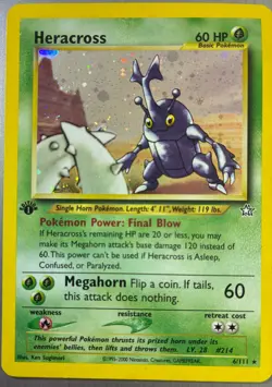 Pokemon TCG Heracross Neo Genesis 6/111 1st Edition Holo Rare - Image 1