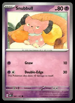 Snubbull SV03: Obsidian Flames 087/197 MP Pokemon TCG | Buy 10 Get 10 Free - Image 1