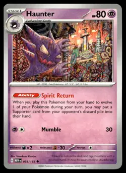 Haunter SV: Scarlet & Violet 151 093/165 MP Pokemon TCG | Buy 10 Get 10 Free - Image 1