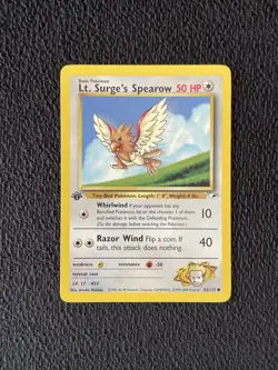 Lt. Surge’s Spearow 83/132 1st Edition Gym Heroes Pokemon Card LP - Image 1