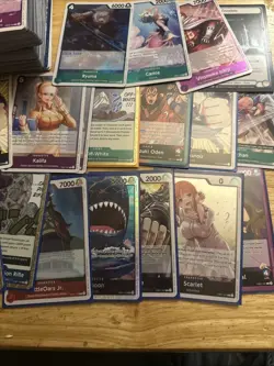 200+ One Piece Card Game Cards, Sleeved Foils Rares Commons Etc. Near Mint Lot - Image 1