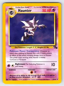 Haunter 21/62 1999 Fossil Set Pokemon Card TCG Vintage WOTC Rare - Lp/Mp - Image 1