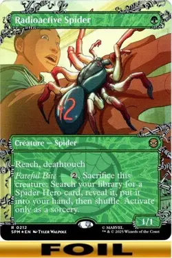 1x - Radioactive Spider - FOIL BORDERLESS #212 - Marvel's Spider-Man - NM MTG - Image 1