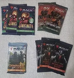 (x9) Magic The Gathering TCG Draft Booster Packs Mixed Lot +Bonus FACTORY SEALED - Image 1
