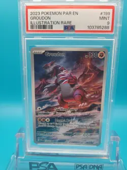 2023 Pokemon Paradox Rift Illustration Rare #199 GROUDON: PSA 9 - Image 1