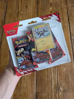 Pokemon TCG Destined Rivals 3-Pack Sealed Triple Blister Pack - Zebstrika - Image 1