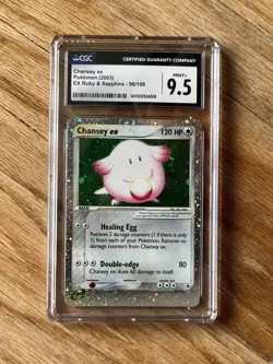 Chansey EX CGC 9.5 Pokemon 2003 EX Ruby Sapphire e-Reader Holo Orbs Swirl POP 11 - Image 1