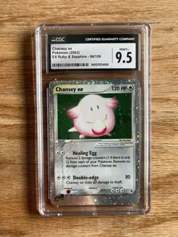 Chansey EX CGC 9.5 Pokemon 2003 EX Ruby Sapphire e-Reader Holo Orbs Swirl POP 11 - Image 2