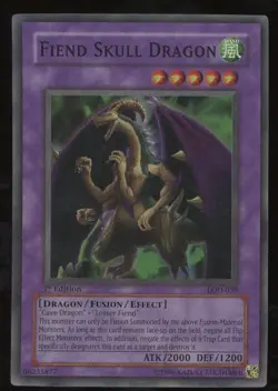 Yu-Gi-Oh! Fiend Skull Dragon LOD-039 Super Rare Moderately Played 1st Edition - Image 1