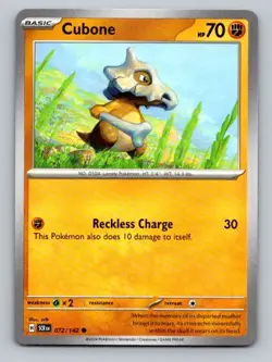 2024 Pokemon Card SV07: Stellar Crown Cubone 72/142 - Image 1